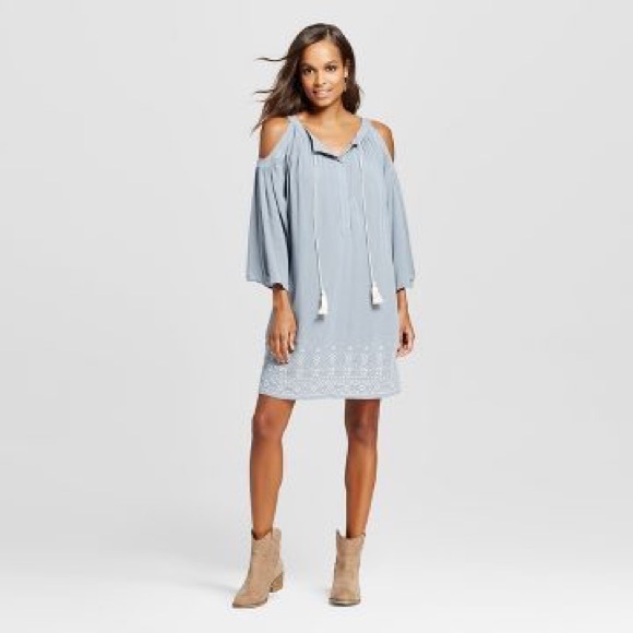 Knox Rose Dresses & Skirts - Knox Rose Cold Shoulder Boho Embroidered Dress
